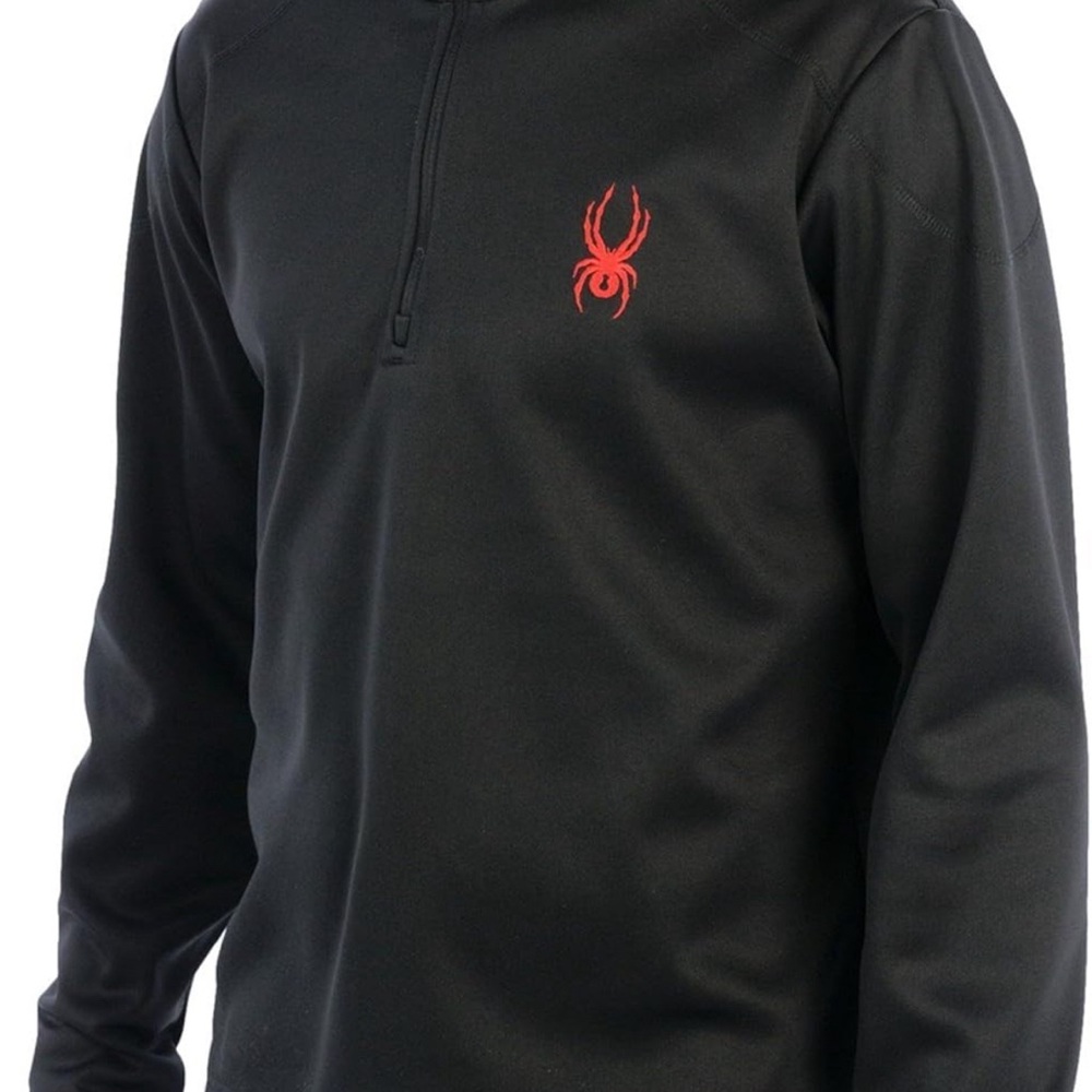 SPYDER Black Fleece Lined Pullover 1/4 Zip Mens Size S